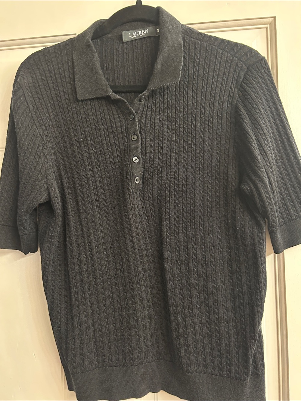 Lauren Ralph Lauren  Charcoal Cable-Knit Polo